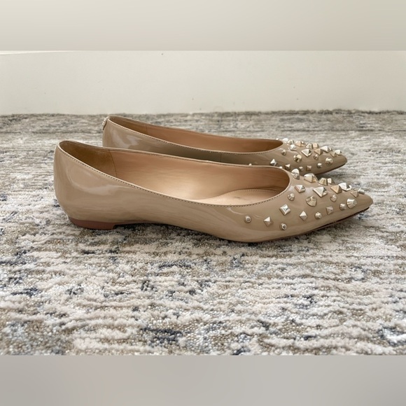 Sam Edelman Shoes - Sam Edelman Savana Studded Ballet Flats Size 9 M Nude Beige Pointed Toe Patent